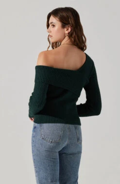 Asymmetrical Foldover Sweater -Astr The Label Shop AT18062 DEEPGREEN 6