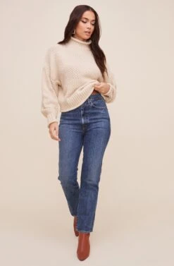 Mock Neck Knit Sweater 12 Mock Neck Knit Sweater -Astr The Label Shop E1679T CREAM 1