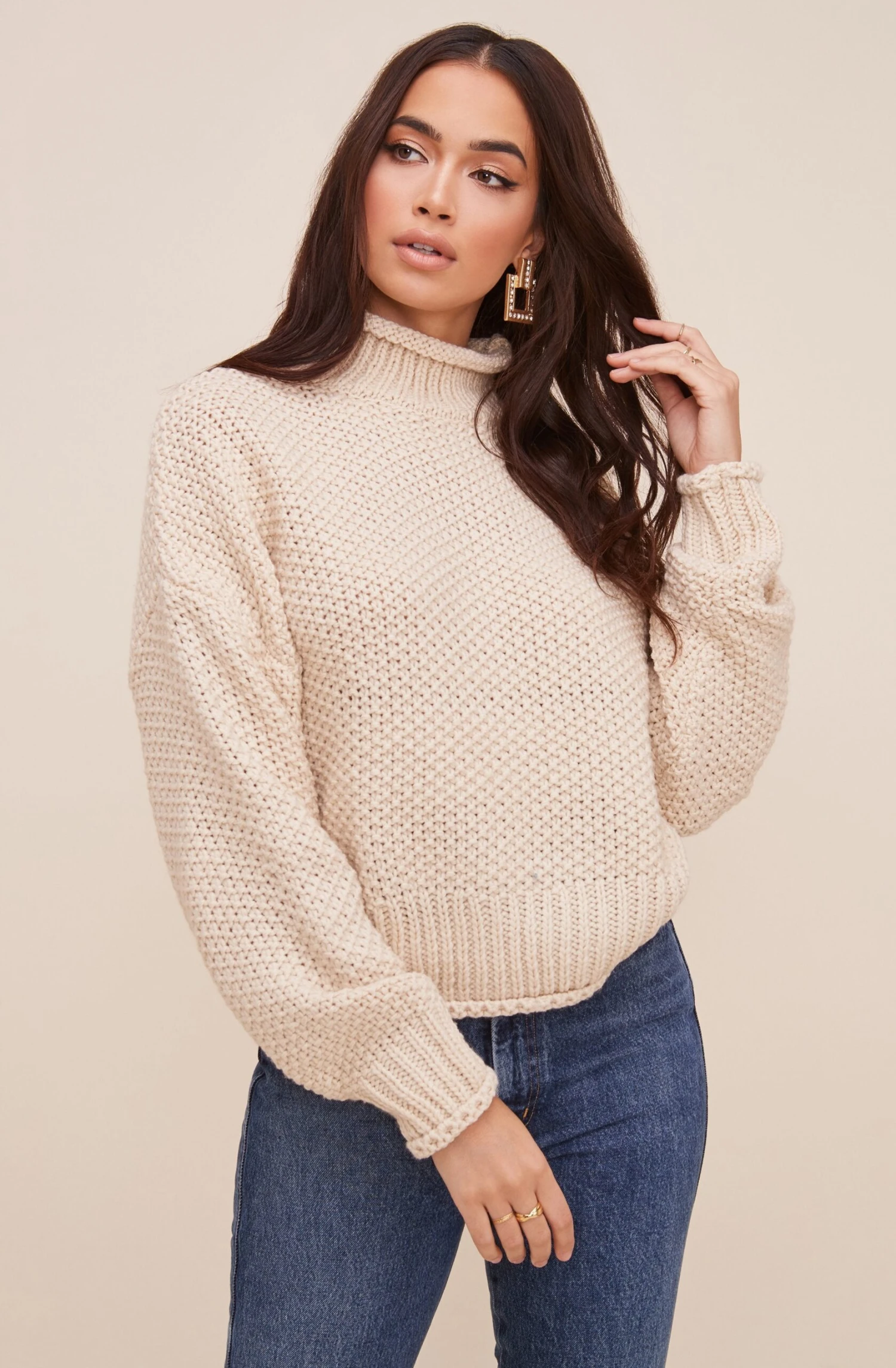 Mock Neck Knit Sweater 3 Mock Neck Knit Sweater