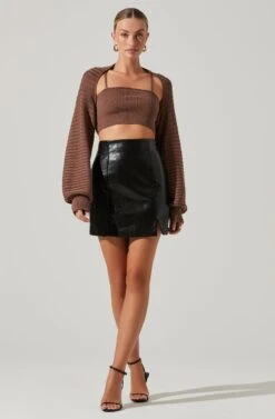Spaghetti Crop Top With Shawl -Astr The Label Shop LT17348 SET FCI ESPRESSO 2