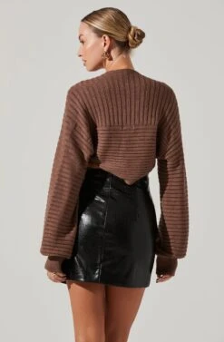 Spaghetti Crop Top With Shawl -Astr The Label Shop LT17348 SET FCI ESPRESSO 5